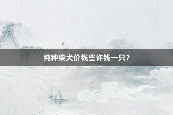 纯种柴犬价钱些许钱一只？